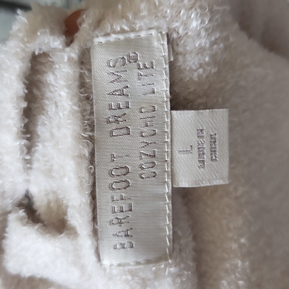 Barefoot Dreams CozyChic Lite Lace-Up Pullover Sand Dune SzL - Picture 5 of 6